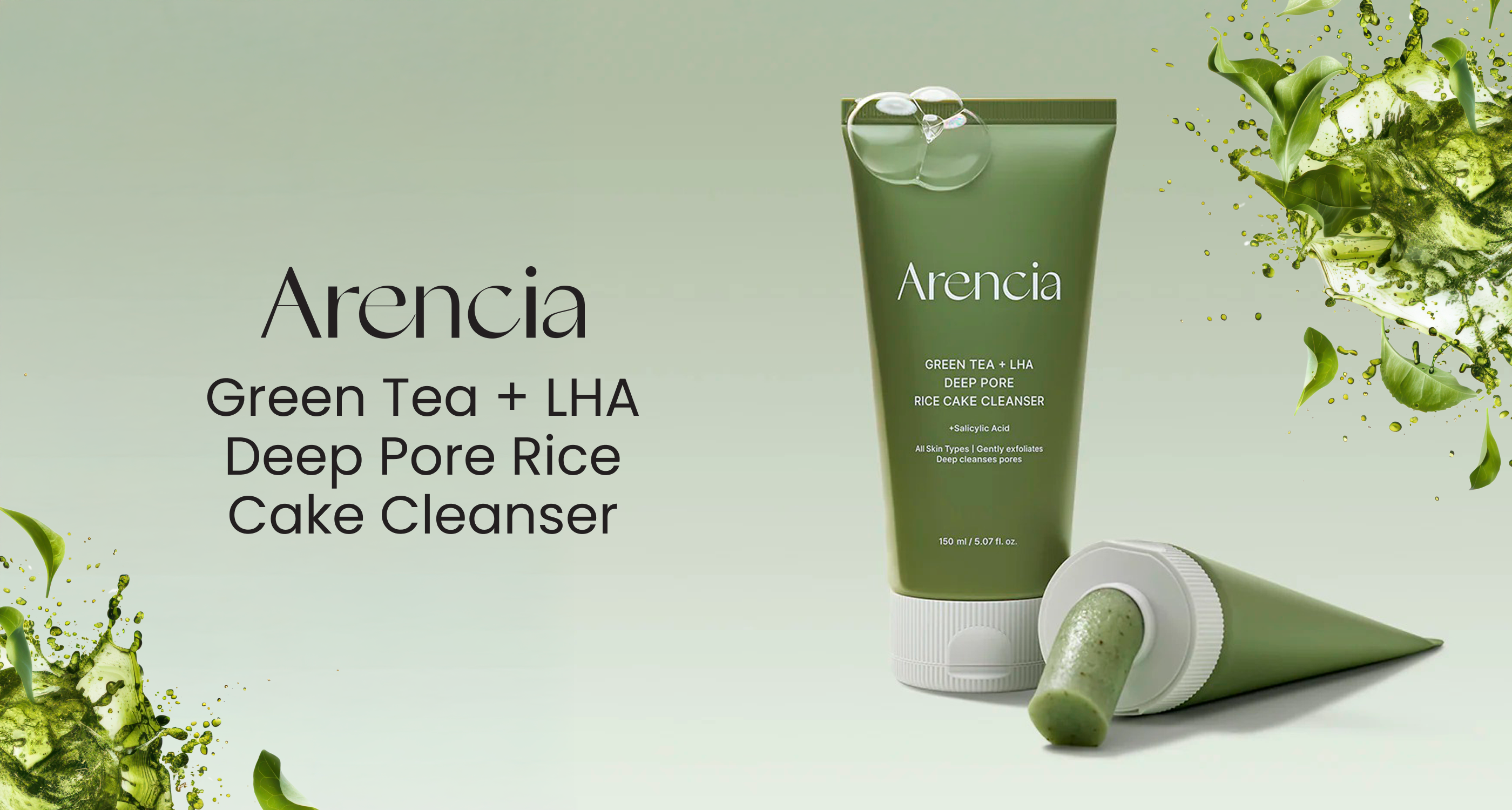 Arencia | Green Tea + LHA Deep Pore Rice Cake Cleanser