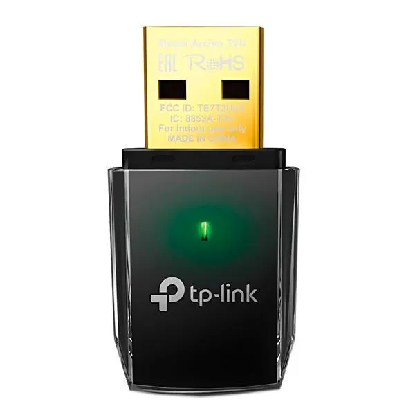 ADAPTADOR USB WIFI TP-LINK ARCHER T2U AC600 MINI ANATEL PRETO