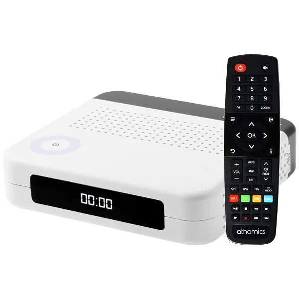 Receptor FTA athomics S3 Full HD IPTV com Wi-Fi - Branco/Cinza