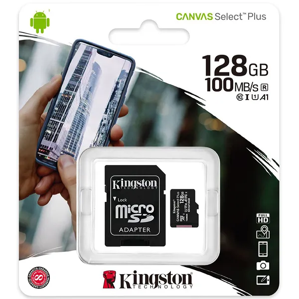 MEMORIA  MICRO-SD KINGSTON SDCS2 128GB 100MB/S CLASS 10 A1 PRETO