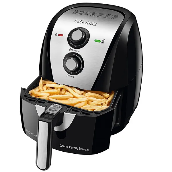 Fritadeira Elétrica Mondial Grand Family Inox AF-55i 1.900 watts 127V ~ 60Hz - Preta/Prata