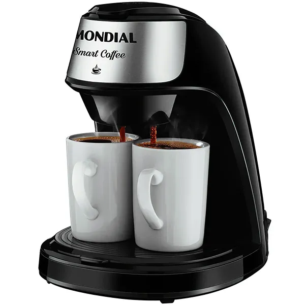 Cafeteira Mondial Smart Coffee C-42-2X-BI 500 watts 220V ~ 50/60 Hz com 2 Xícaras - Preta/Prata