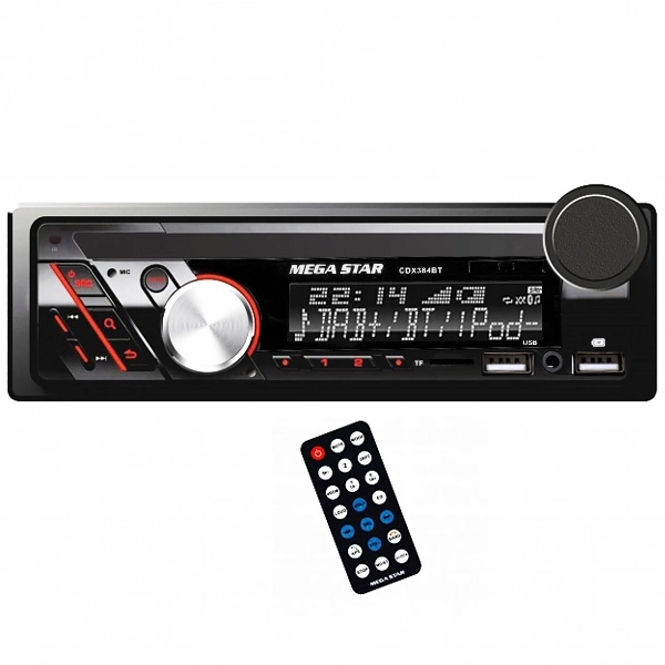 TOCA RADIO MEGASTAR CDX384BT BLUETOOTH USB M.SD FM PRETO