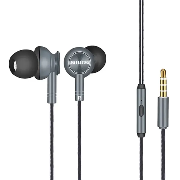 FONE AIWA AWF1G C/MICROFONE PEQUENO CINZA/PRETO