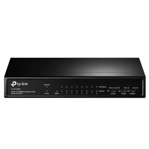 Switch TP-Link TL-SF1009P con 9 Puertos Ethernet de 10/100 Mbps - Negro