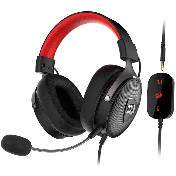 Headset Gaming Redragon Icon H520 7.1 com USB/3.5 mm para PC/PS4/Xbox/Smartphone e Nintendo Switch - Negro/Rojo