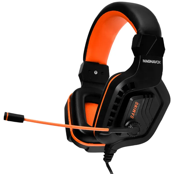 FONE MAGNAVOX MGA3119 GAMING C/MICROFONE ARCO PRETO/LARANJA