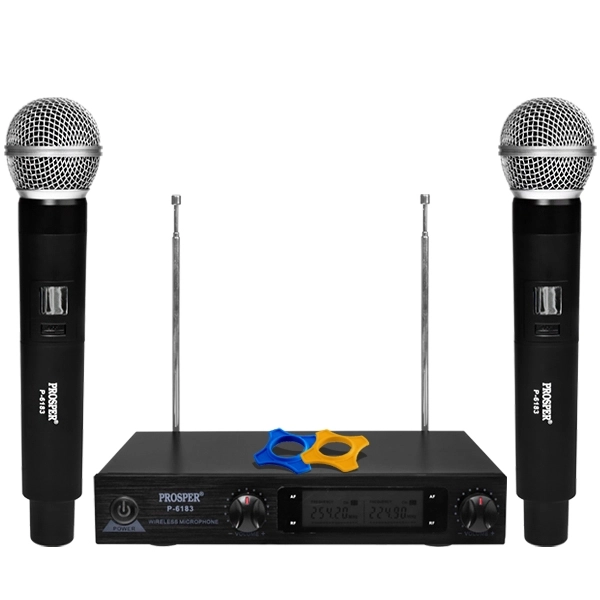 MICROFONE PROSPER P-6183 WIRELESS PROFISSIONAL 2V PRETO