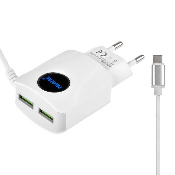 CARREGADOR  USB USB-C P/ CELULAR PROSPER P5504 2SAIDA BRANCO