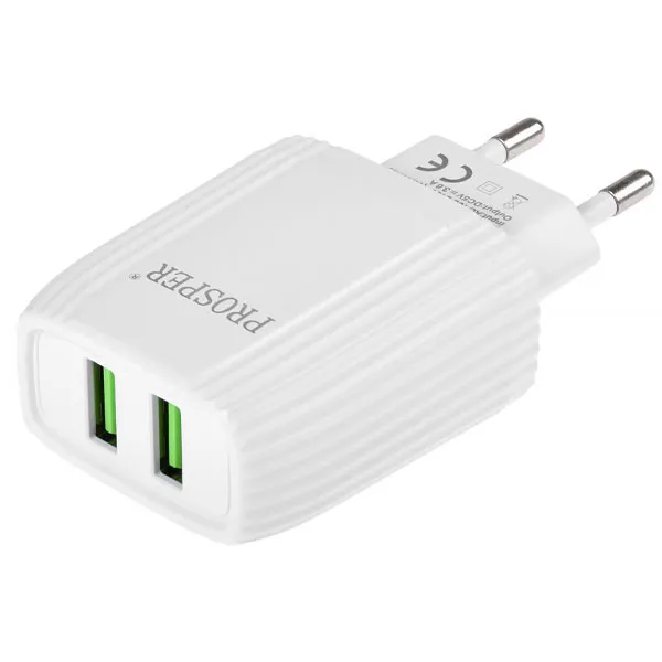 ADAPTADOR DE TOMADA USB PROSPER P-5501 18W 2SAIDA (PADRAO BR)BRANCO