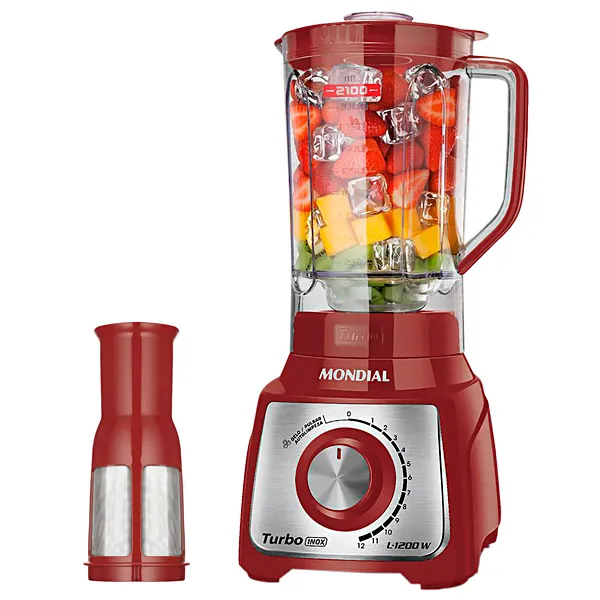 LIQUIDIFICADOR MONDIAL L-1200RI TURBO 3LITROS 220V/50/60HZ VERM/SILVER