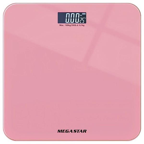 Balança Digital para Peso Corporal MegaStar CR3350 até 180 kg - Rosa