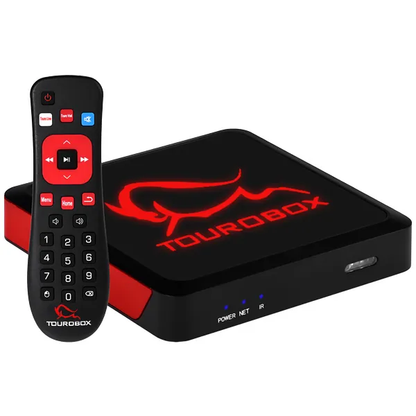 RECEPTOR FTA TOUROBOX ANDROID IPTV WIFI EMBUTIDO PRETO/VERMELHO