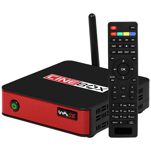 RECEPTOR FTA CINEBOX FANTASIA S II WIFI EMBUTIDO PRETO/VERMELHO