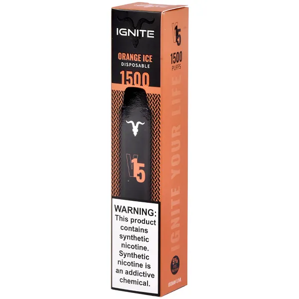 Vape Pod Descartável Ignite V15 Orange Ice 5.1 ml até 1.500 Puffs com 5% de Nicotina