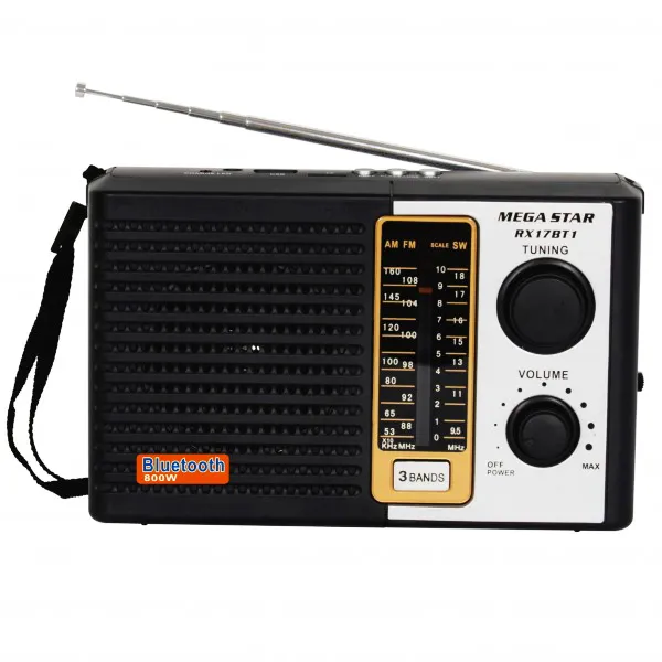 RADIO PORTATIL MEGASTAR RX17BT1 FM AM SW USB BLUETOOTH 2V PRETO