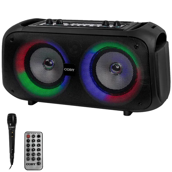 CAIXA KARAOK COBY CY3362-260 USB BLUETOOTH 1MICROFONE 6000WATTS PRETO