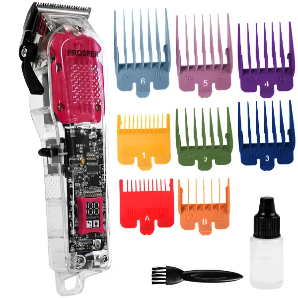 MAQUINA  PROSPER P1906 HAIR CLIPPER RECARREGAVEL 2V TRANSPARENTE/ROSA