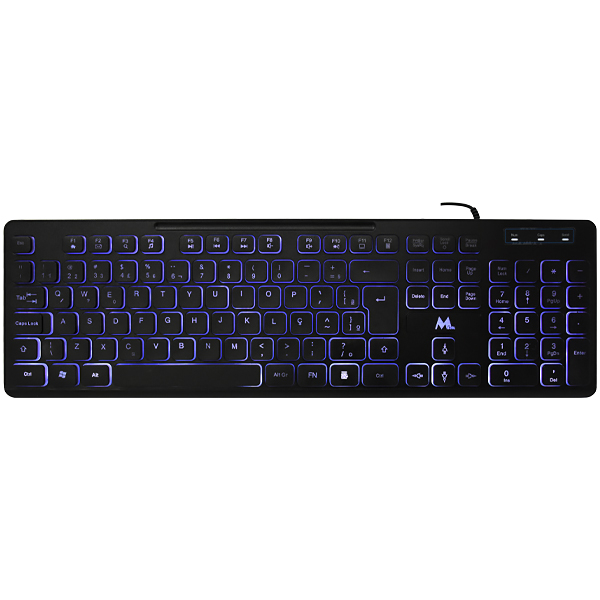 TECLADO MTEK KB7269L LED USB PORTUGUES PRETO