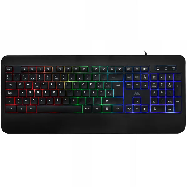 TECLADO MTEK KB7701LR LED USB ESPANHOL PRETO