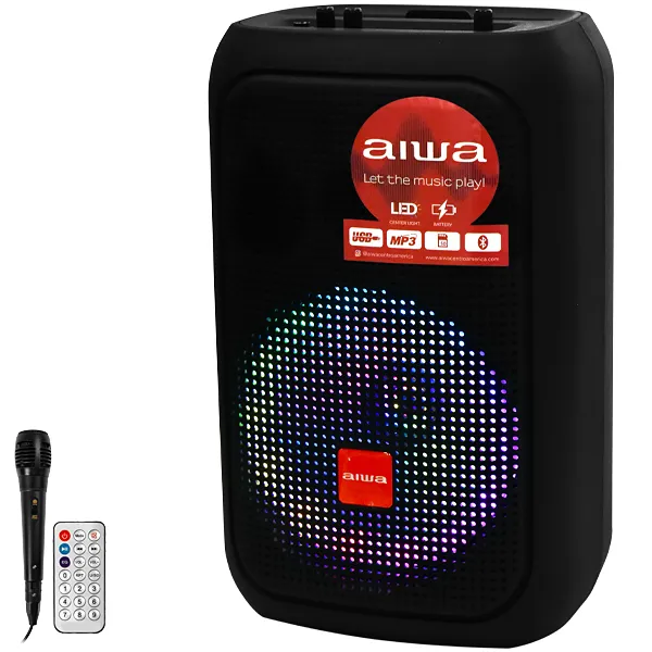 CAIXA *KARAOK AIWA AW-SP06TW USB BLUETOOTH 1MICROFONE 8WATTS PRETO