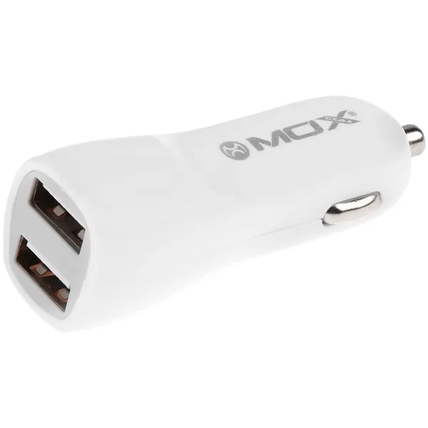 CARREGADOR USB P/ CARRO MOX MO-CC310 2SAIDA BRANCO