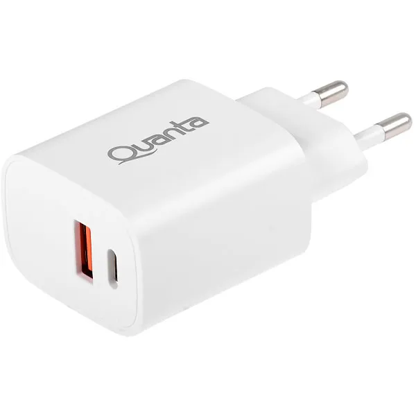 ADAPTADOR DE TOMADA USB/USB-C QUANTA QTCACR2 20W 2SAIDA(PADRAO BR)BRA