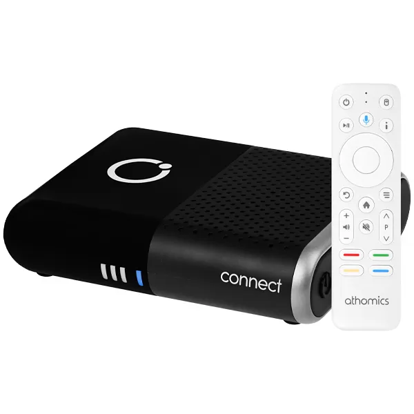 Receptor FTA athomics Connect 4K Ultra HD com IPTV de 16GB eMMC/2GB de RAM - Preto