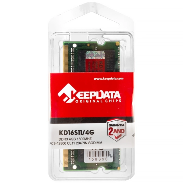 MEMORIA NB KEEPDATA DDR3 1600MHZ 4GB KD16S11/4G