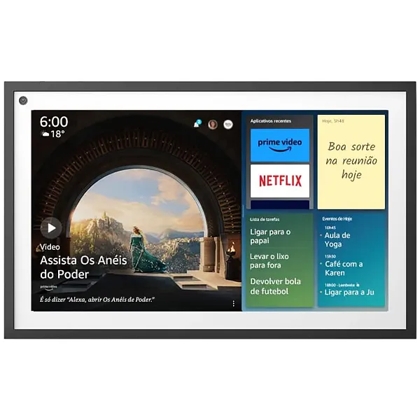 Smart Screen Amazon Echo Show 15 H6Y2A5de 15.6" com Wi-Fi e Bluetooth - Preto/Branco
