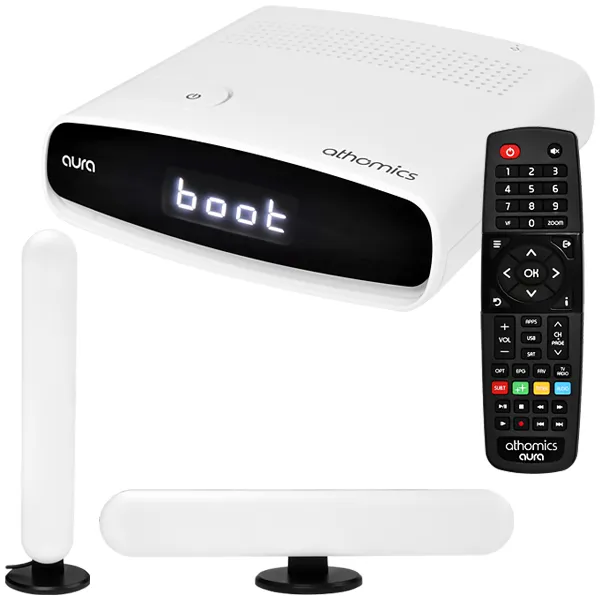 RECEPTOR FTA ATHOMICS AURA IPTV WIFI EMBUTIDO BRANCO +KIT
