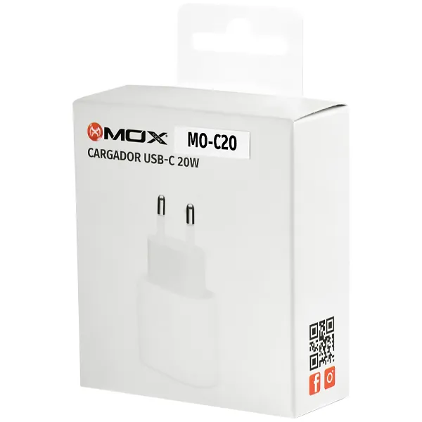 ADAPTADOR DE TOMADA USB-C MOX MO-C20 20W 1SAIDA(PADRAO BR)BRANCO