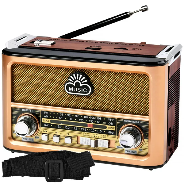 RADIO PORTATIL MEGASTAR RX087BT FM AM SW USB BLUETOOTH 2V DOURA/MARROM