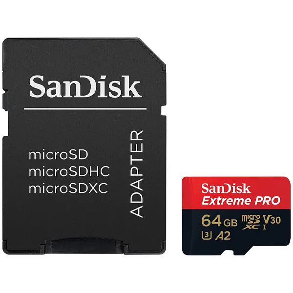 Cartão de Memória Micro SD de 64GB SanDisk Extreme Pro SDSQXCU-064G-GN6MA - Vermelho/Preto