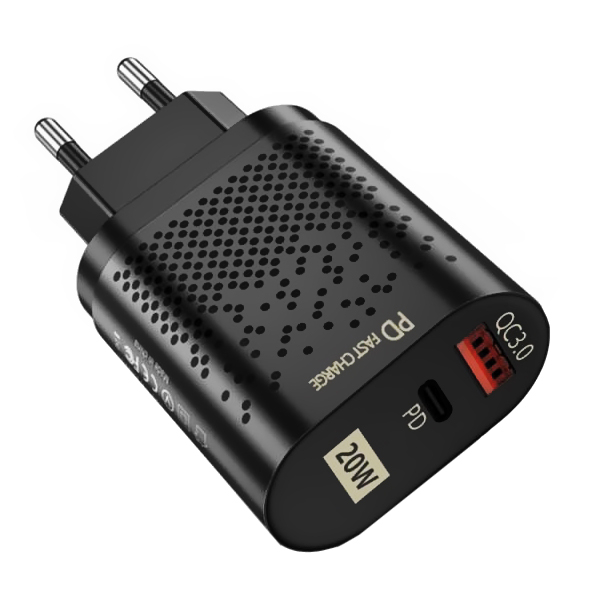 ADAPTADOR DE TOMADA USB/USB-C PLAYER BK-384 20W 2SAIDA(PADRAO BR)PRETO