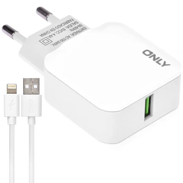 CARREGADOR  USB LIGHTNING P/ CELULAR ONLY MOD02 1SAIDA BRANCO