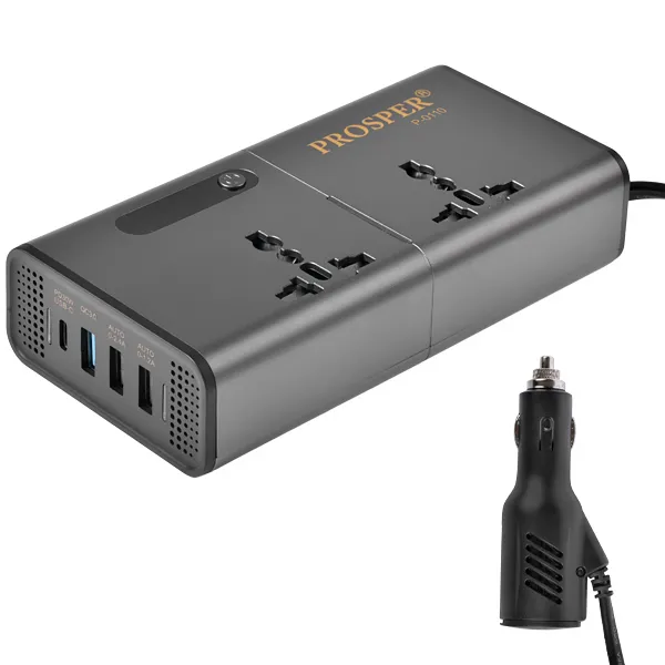 Inversor de Energia para Carro Prosper P-0110 com 3USB e 110 ~ 60Hz - Cinza/Preto