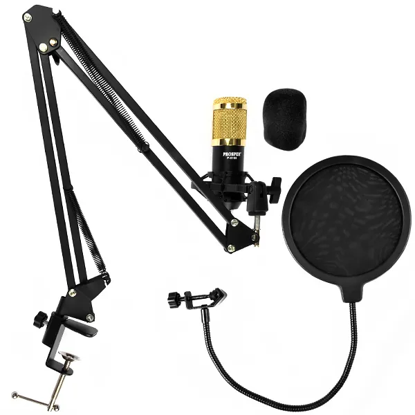 MICROFONE PROSPER P-6186 PROFISSIONAL COM/FIO PRETO/DOURADO