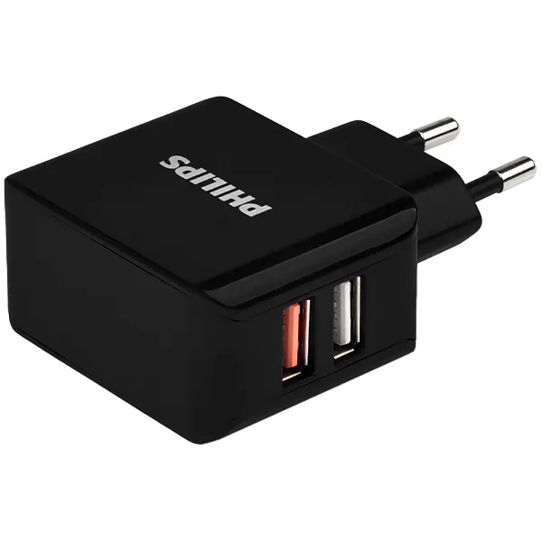 ADAPTADOR DE TOMADA USB PHILIPS DLP2502QU 18W 2SAIDA (PADRAO BR)PRETO