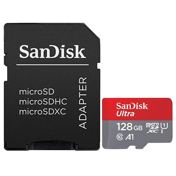 Tarjeta de Memoria Micro SD de 128GB SanDisk Ultra SDSQUAB-128G-GN6MA - Gris/Rojo