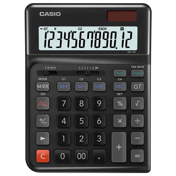 CALCULADORA CASIO DE-12E-BK 12 DIGITOS PRETO SG