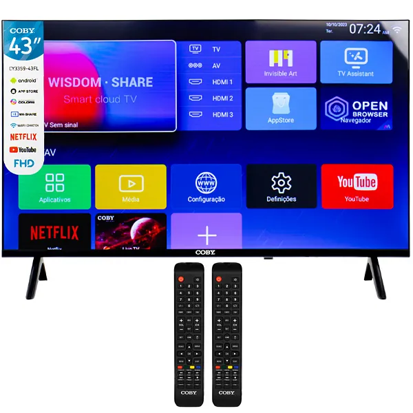 TV  COBY 43" CY3359-43FL LED SMART HD ANDROID+CONVERSOR