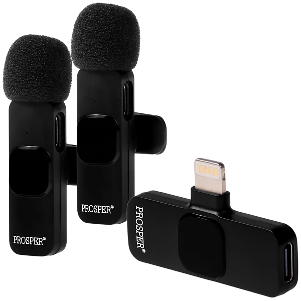 MICROFONE  P/ CELULAR PROSPER P-6114 2EM1 WIRELESS IPHONE PRETO