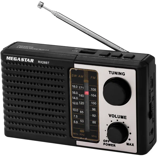 RADIO PORTATIL MEGASTAR RX28BT FM AM SW USB BLUETOOTH 2V PRETO