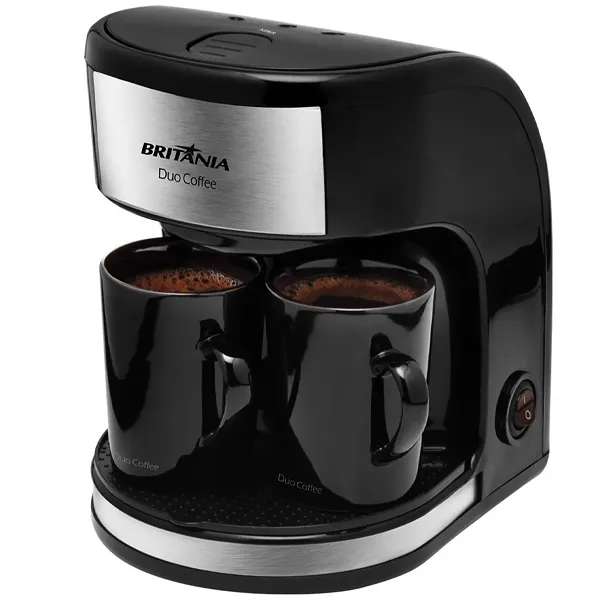 Cafeteira Britânia Duo Coffee 450 watts 220V ~ 60Hz com 2 Xícaras - Preta/Prata