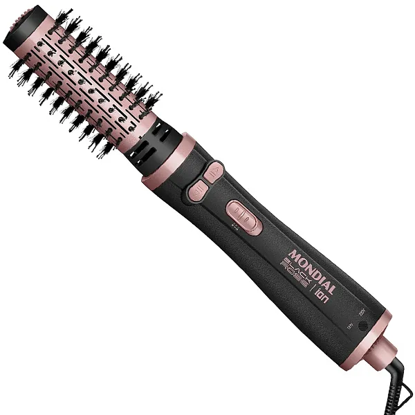 ESCOVA CABELO MONDIAL ERB-01 GIRATOR BLACK ROSE 1200WATTS 2V PRE/ROSA
