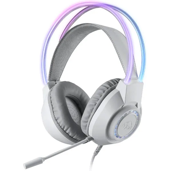 FONE REDRAGON H231W-RGB SCREAM GAMING C/MICROFONE ARCO BRANCO/CINZA