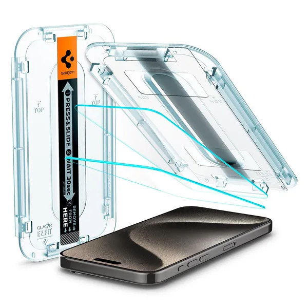 PELICULA VIDRO SPIGEN IPHONE 15 PRO MAX AGL06872 C/2UNIDADES TRANSP