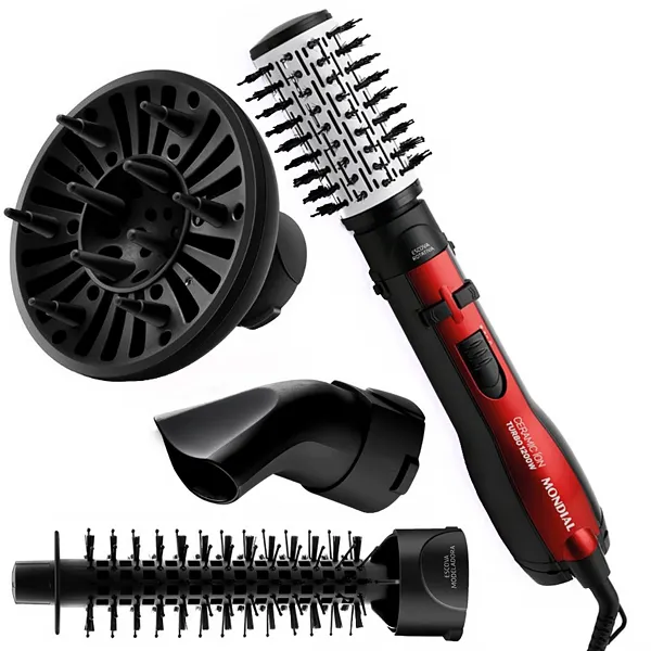 ESCOVA CABELO MONDIAL ER-09 5EM1 CERAMIC GIRATOR 1200WATTS 220V PRE/VM