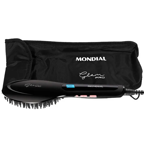 ESCOVA CABELO MONDIAL EA-04 GLAM PRO 47WATTS 2V PRETO/ROSA